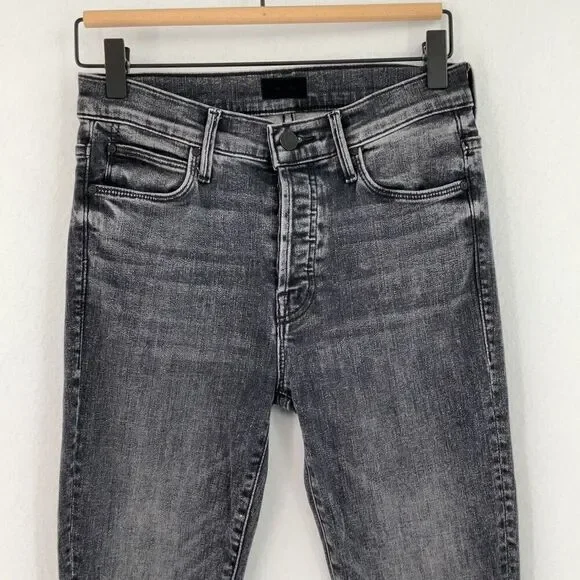 Mother Black Button Fly The Stunner Ankle Fray Jeans Friday The 13th Size 25